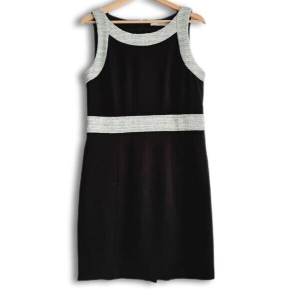 DEX Classic Colorblock Sheath Knee Length Midi Dress Black & Grey Sz M - Picture 2 of 13
